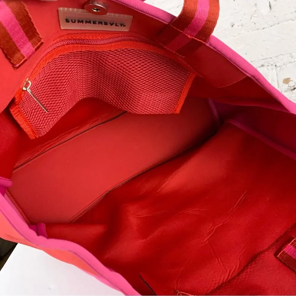 Summersalt Tote Pink Neoprene Stripe Beach Water Bag